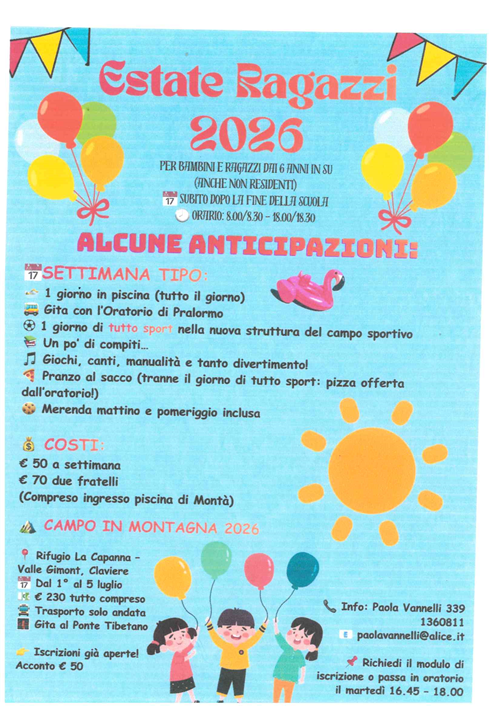 Estate ragazzi 2026